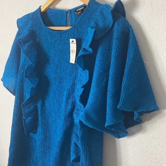 Express Blue Ruffle Top - Picture 4 of 7